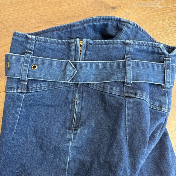 Free People Livin' It Up Denim Boho Festival Mini Skirt in Faded Indigo - Picture 4 of 5